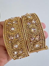 Gold plated Polki openable bangle pair/Statement Kada/Kundan Bangles/Bridal Bangle/Indian Wedding/Pakistani/Punjabi