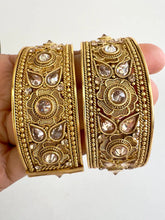Gold plated Polki openable bangle pair/Statement Kada/Kundan Bangles/Bridal Bangle/Indian Wedding/Pakistani/Punjabi