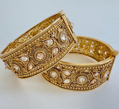 Gold plated Polki openable bangle pair/Statement Kada/Kundan Bangles/Bridal Bangle/Indian Wedding/Pakistani/Punjabi