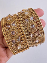 Gold plated Polki openable bangle pair/Statement Kada/Kundan Bangles/Bridal Bangle/Indian Wedding/Pakistani/Punjabi