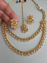 Gold Polki Kundan necklace/South Indian Jewelry/Temple Jewelry/Guttapusalu Necklace/Wedding necklace/Bridal necklace/Indian necklace