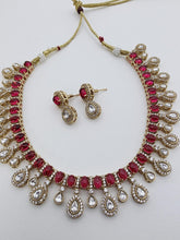 Ruby Victorian Moissanite polki Cz diamond Necklace, Indian Bridal Jewelry, Bollywood Sabyasachi Designer necklace, Pakistani Wedding