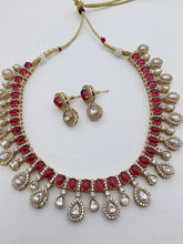 Ruby Victorian Moissanite polki Cz diamond Necklace, Indian Bridal Jewelry, Bollywood Sabyasachi Designer necklace, Pakistani Wedding
