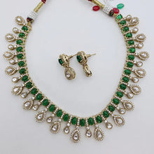 Green Victorian Moissanite polki Cz diamond Necklace, Indian Bridal Jewelry, Bollywood Sabyasachi Designer necklace, Pakistani Wedding