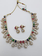 Multi Victorian Moissanite polki Cz diamond Necklace, Indian Bridal Jewelry, Bollywood Sabyasachi Designer necklace, Pakistani Wedding