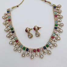 Multi Victorian Moissanite polki Cz diamond Necklace, Indian Bridal Jewelry, Bollywood Sabyasachi Designer necklace, Pakistani Wedding