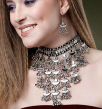 Mirror Oxidized Afghani Necklace/Oxidized Indian Jewelry/Boho Jewelry/Bib Choker Necklace/Afghan necklace/Afghani jewelry/gypsy necklace/