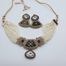 Blue Pearl Antique Polki Kundan Choker Necklace set, Indian jewelry, Pakistani necklace, Punjabi necklace, bridal, Indian wedding