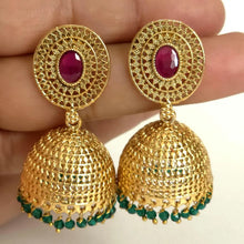 RubyGreen Classic Light weight Gold plated Polki Jhumka/stone Jhumka/Indian/Pakistani/Punjabi/Indian/Statement earring/Bridal/Indian wedding