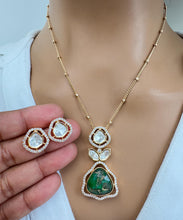 Victorian Moissanite Polki Kundan Chain Pendant Set With Gold Plating, Sabyasachi Inspired Necklace, Indian Pakistani wedding Jewelry