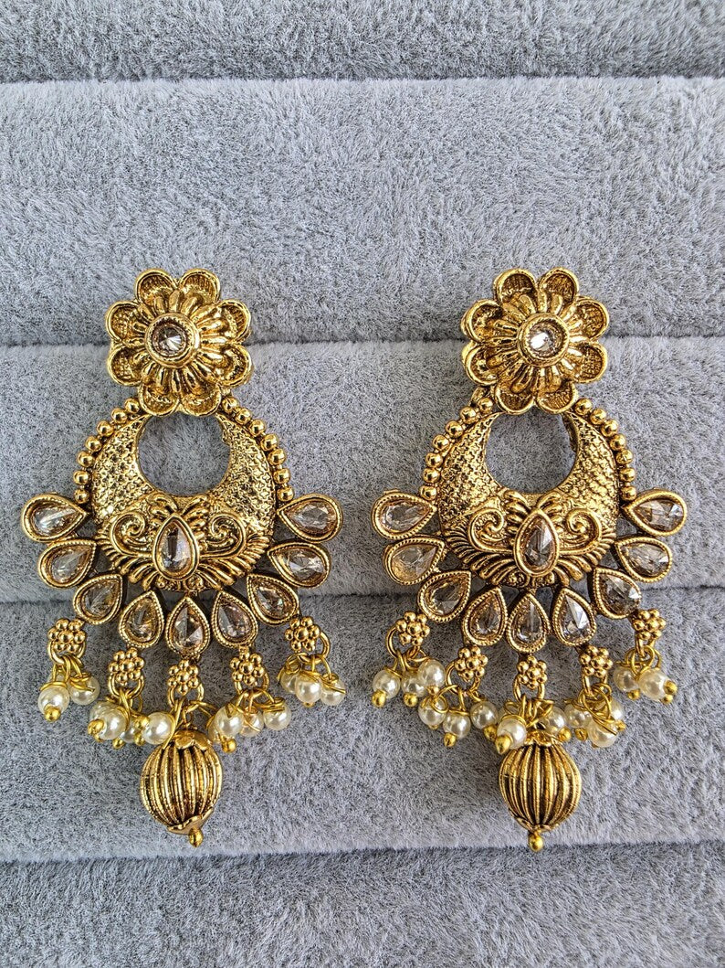 Antique Classic Earring With Gold Plating/South Indian jewelry/Temple Jewelry/Amrapali earrings/Indian earrings/gold earrings
