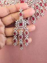 Ruby CZ diamond necklace, American Diamond wedding necklace, Cz jewelry, Indian, Pakistani, Punjabi wedding jewelry, Bridal necklace