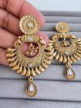 Gold Plated chandbali Earrings, Indian Earrings, Antique Chand Earring With Gold Plating, Indian Pakistani wedding jewelry, Gift for her