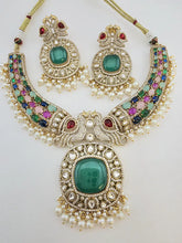 Raveena Tandon inspired Navratan Premium Moissanite Polki Doublet Victorian Necklace/Sabyasachi/Indian/Bollywood/Celebrity/Pakistani wedding