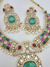 Raveena Tandon inspired Navratan Premium Moissanite Polki Doublet Victorian Necklace/Sabyasachi/Indian/Bollywood/Celebrity/Pakistani wedding
