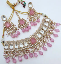 Pink Bridal Mossinate Polki Kundan Victorian Necklace, Sabyasachi Necklace, Wedding necklace, Semi Precious Jewelry, Bollywood Celebrity