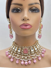 Pink Bridal Mossinate Polki Kundan Victorian Necklace, Sabyasachi Necklace, Wedding necklace, Semi Precious Jewelry, Bollywood Celebrity