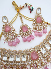 Pink Bridal Mossinate Polki Kundan Victorian Necklace, Sabyasachi Necklace, Wedding necklace, Semi Precious Jewelry, Bollywood Celebrity