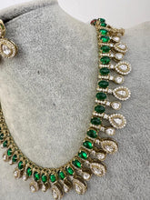 Green Victorian Moissanite polki Cz diamond Necklace, Indian Bridal Jewelry, Bollywood Sabyasachi Designer necklace, Pakistani Wedding