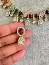 Multi Victorian Moissanite polki Cz diamond Necklace, Indian Bridal Jewelry, Bollywood Sabyasachi Designer necklace, Pakistani Wedding