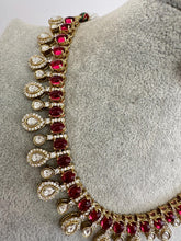 Ruby Victorian Moissanite polki Cz diamond Necklace, Indian Bridal Jewelry, Bollywood Sabyasachi Designer necklace, Pakistani Wedding