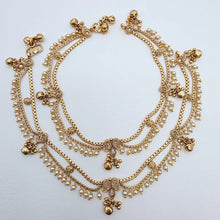 Bridal Gold Plated Anklet Pair/Payal/Moti Payal/Jhanjran/Panjeb/Pajeb/Indian Traditional Anklets/Indian Jewelry/ Pakistani Jewelry