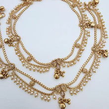 Bridal Gold Plated Anklet Pair/Payal/Moti Payal/Jhanjran/Panjeb/Pajeb/Indian Traditional Anklets/Indian Jewelry/ Pakistani Jewelry