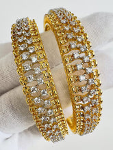 Set of 2 Cz Classic Bangles With 2 Tone Plating /CZ Bangles/Bracelet/Indian Party Bangles/CZ stone bangle/Indian wedding/bridal jewelry 2pcs