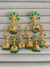 Gold Polki Kundan chandbali Indian Pakistani Earrings, Antique Chand Earring With Gold Plating, gold earrings, Indian wedding collection