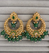 Green Gold chandbali polki Earrings/Indian Earrings/Traditional ethnic earring/South indian earrings/Indian Wedding/Pakistani Punjabi