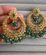 Green Gold chandbali polki Earrings/Indian Earrings/Traditional ethnic earring/South indian earrings/Indian Wedding/Pakistani Punjabi