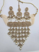 Champagne Antique Polki Kundan necklace set/Reverse Ad Necklace/Statement Rain fall necklace/Punjabi Necklace/Pakistani Jewelry/Bridal
