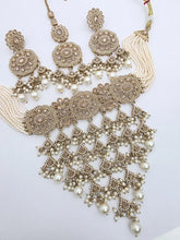 Champagne Antique Polki Kundan necklace set/Reverse Ad Necklace/Statement Rain fall necklace/Punjabi Necklace/Pakistani Jewelry/Bridal