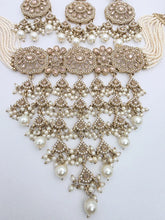 Champagne Antique Polki Kundan necklace set/Reverse Ad Necklace/Statement Rain fall necklace/Punjabi Necklace/Pakistani Jewelry/Bridal