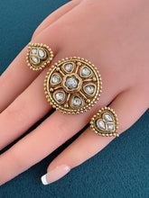 Bridal Double Finger Gold Kundan Polki Ring/Adjustable Ring/Indian Ring/ Pakistani Jewelry/ Indian Jewelry/Bollywood Jewelry/Indian Wedding