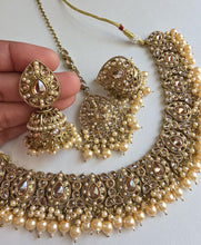 Pearl Antique Polki Kundan necklace set/Reverse Ad Necklace/Statement necklace/Indian/Punjabi Necklace/Pakistani Jewelry/Bridal necklace/