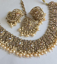 Pearl Antique Polki Kundan necklace set/Reverse Ad Necklace/Statement necklace/Indian/Punjabi Necklace/Pakistani Jewelry/Bridal necklace/