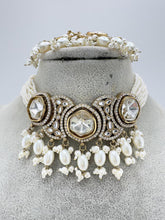 White Pearl Antique Polki Kundan Choker Necklace set, Indian jewelry, Pakistani necklace, Punjabi necklace, bridal, Indian wedding