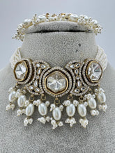 White Pearl Antique Polki Kundan Choker Necklace set, Indian jewelry, Pakistani necklace, Punjabi necklace, bridal, Indian wedding