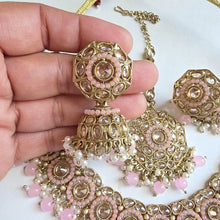 Pink Antique Polki Kundan Necklace set/Reverse Ad Necklace/Statement necklace/Indian/Punjabi Necklace/Pakistani Jewelry/Bridal necklace/