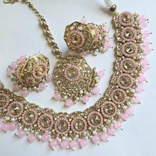 Pink Antique Polki Kundan Necklace set/Reverse Ad Necklace/Statement necklace/Indian/Punjabi Necklace/Pakistani Jewelry/Bridal necklace/
