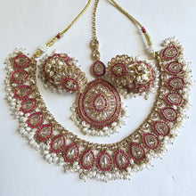 Ruby Antique Polki Kundan necklace set/Reverse Ad Necklace/Statement necklace/Indian/Punjabi Necklace/Pakistani Jewelry/Bridal necklace/