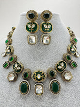 Green Victorian Dual Finish kundan necklace/Kundan choker/Designer Sabyasachi/Pakistani/Punjabi/Bridal/Indian wedding/Polki diamond necklace
