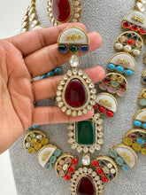 Navratan Victorian MOP Moissanite Polki Necklace, Sabyasachi Inspired Necklace, Celebrity Designer Necklace, Indian Pakistani Jewelry