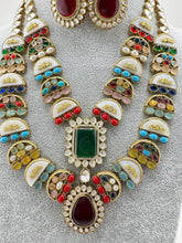 Navratan Victorian MOP Moissanite Polki Necklace, Sabyasachi Inspired Necklace, Celebrity Designer Necklace, Indian Pakistani Jewelry