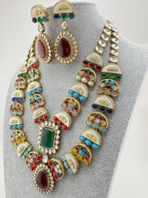 Navratan Victorian MOP Moissanite Polki Necklace, Sabyasachi Inspired Necklace, Celebrity Designer Necklace, Indian Pakistani Jewelry
