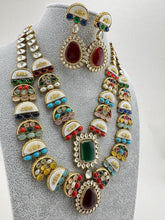 Navratan Victorian MOP Moissanite Polki Necklace, Sabyasachi Inspired Necklace, Celebrity Designer Necklace, Indian Pakistani Jewelry