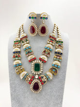 Navratan Victorian MOP Moissanite Polki Necklace, Sabyasachi Inspired Necklace, Celebrity Designer Necklace, Indian Pakistani Jewelry