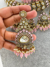 Pink Bridal Victorian Moissanite Polki Kundan necklace, Sabyasachi Designer necklace, Bollywood, India,n Pakistani Jewelry for Wedding