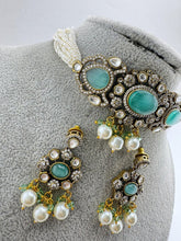 Mint Green Victorian moissanite polki Choker Necklace, Statement Necklace, Semi Precious Necklace, Designer necklace, Indian wedding